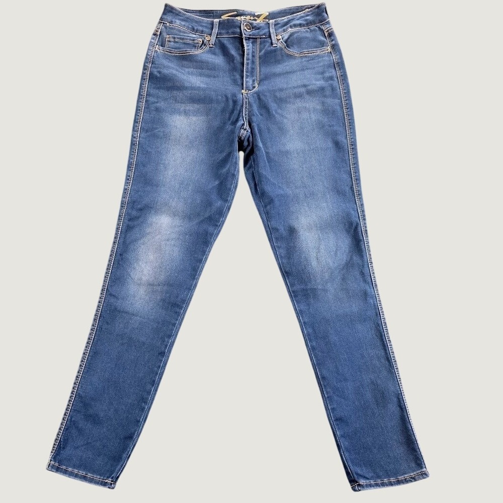 Seven7 Womens High Rise Skinny Jeans Medium Wash Blue Size 10 RN 109890
